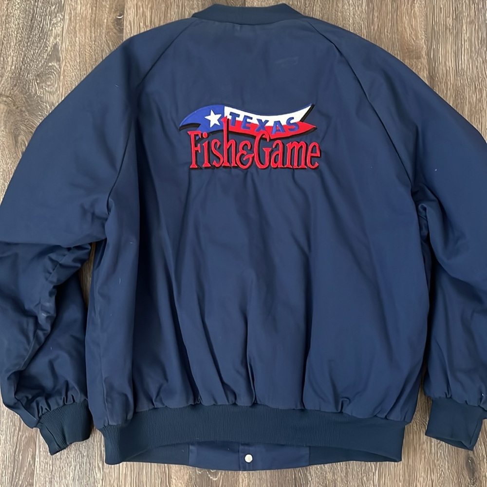 Vintage Texas Fish & Game Bomber Jacket Red WhIte & Blue Men’s XL